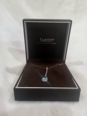 Jared Sterling Silver Blue Topaz Drop Pendant Necklace